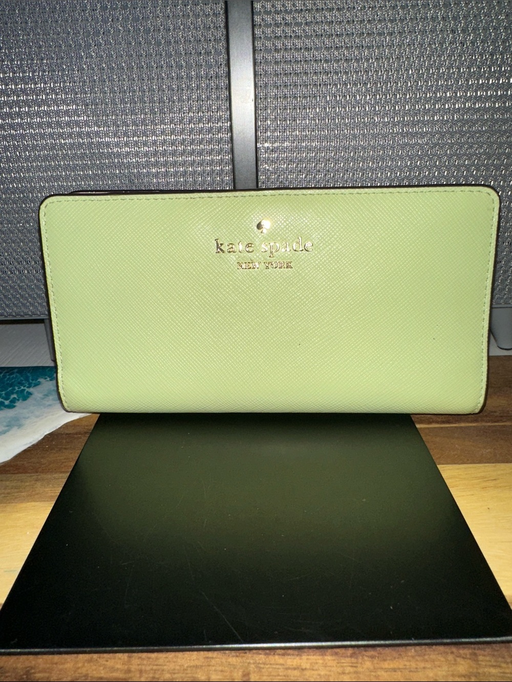 kate spade light green zip-around wallet